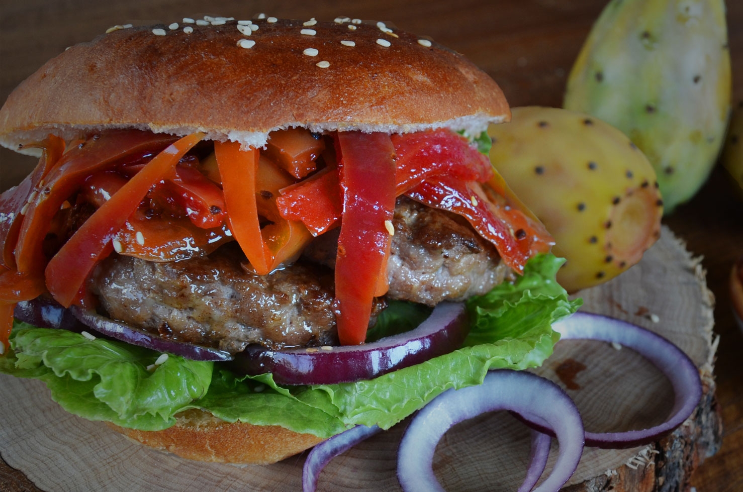 Burger con Bucce di Fichidindia in agrodolce